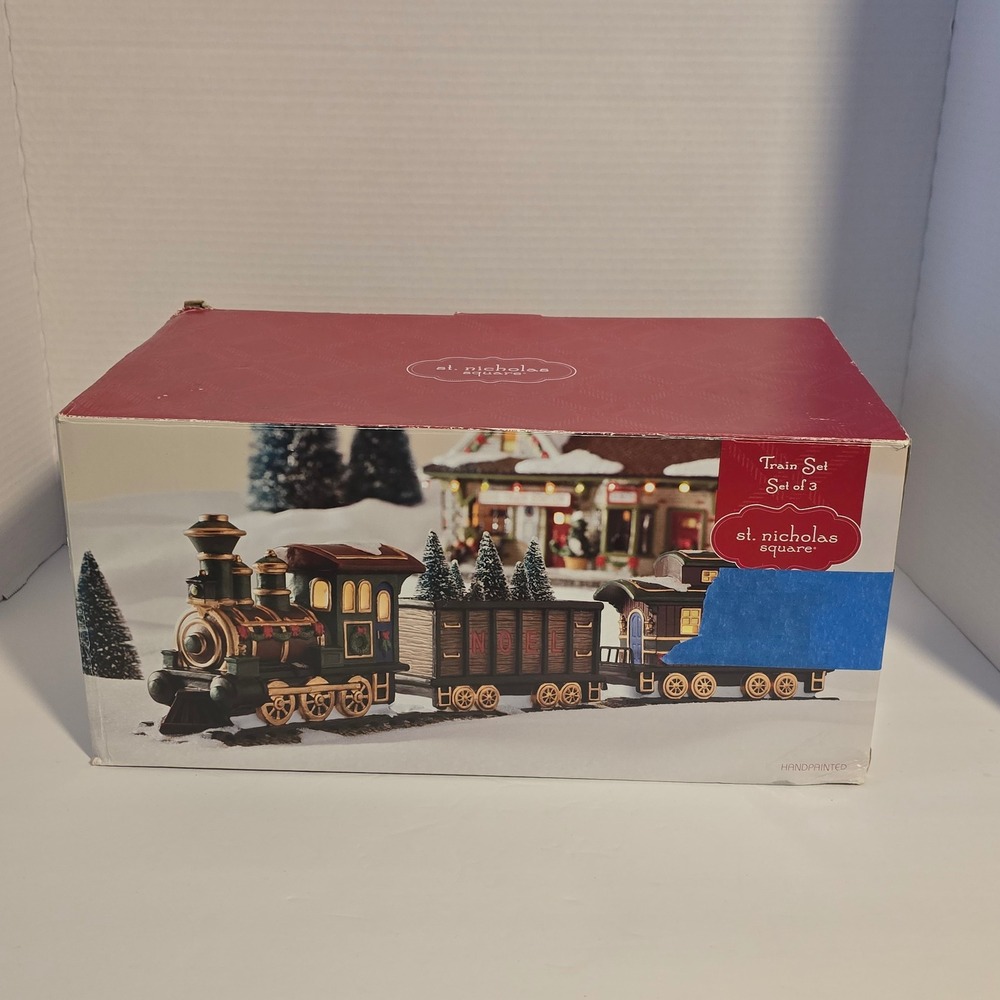 St. Nicholas Square Village Collection Train Set of 3 Christmas Decor 94STXNV04
